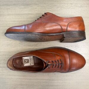 Bruno Magli Men 7.5 M Cognac Brown Leather Cap Toe Oxford Dress‎ Shoes Italy